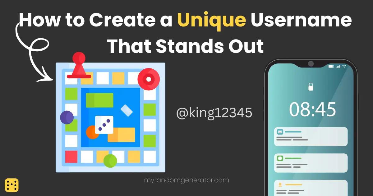 Example username @king12345 between a board game illustration and a smartphone lock screen