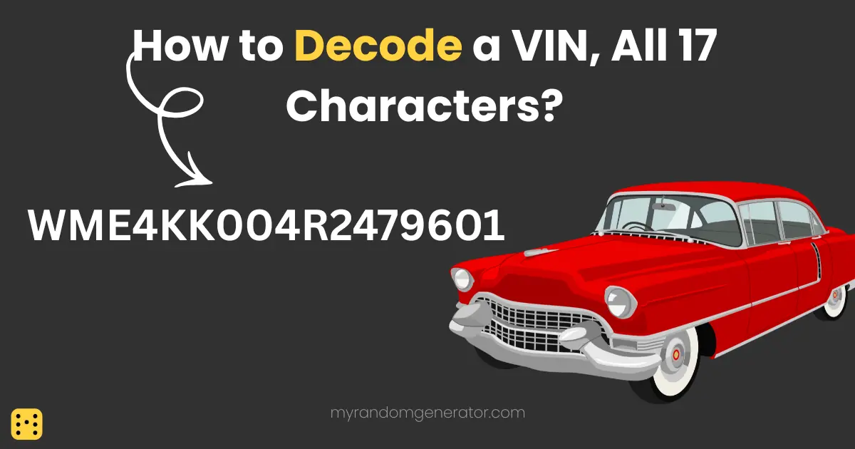 Example 17-character VIN WME4KK004R2479601 beside an illustration of a classic red car