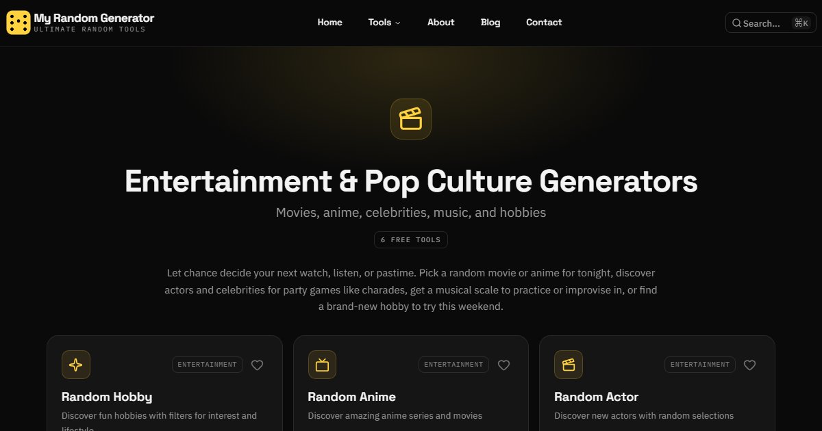 Entertainment & Pop Culture Generators - My Random Generator