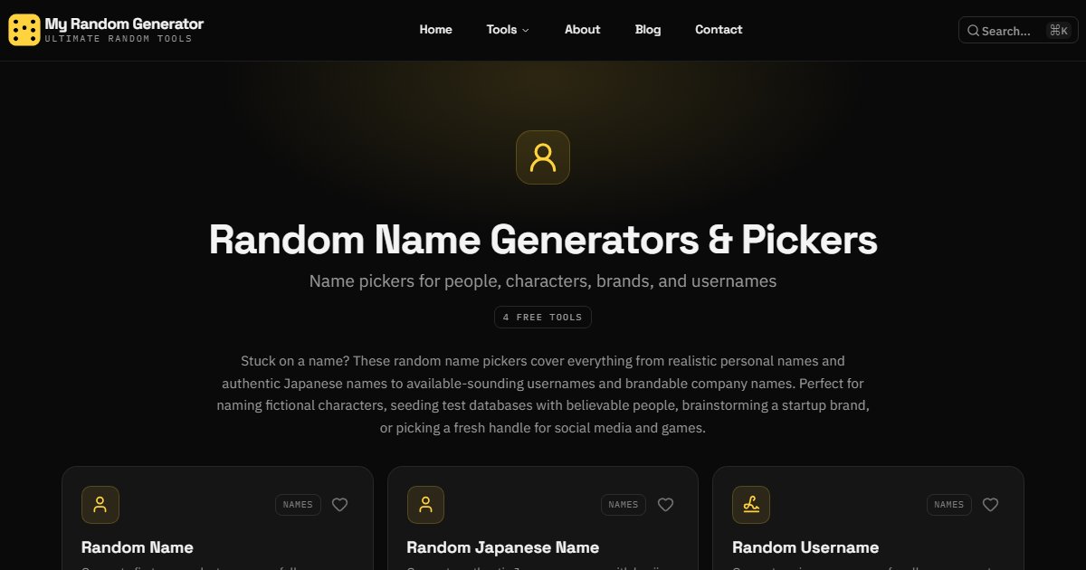 Random Name Generators & Pickers - My Random Generator