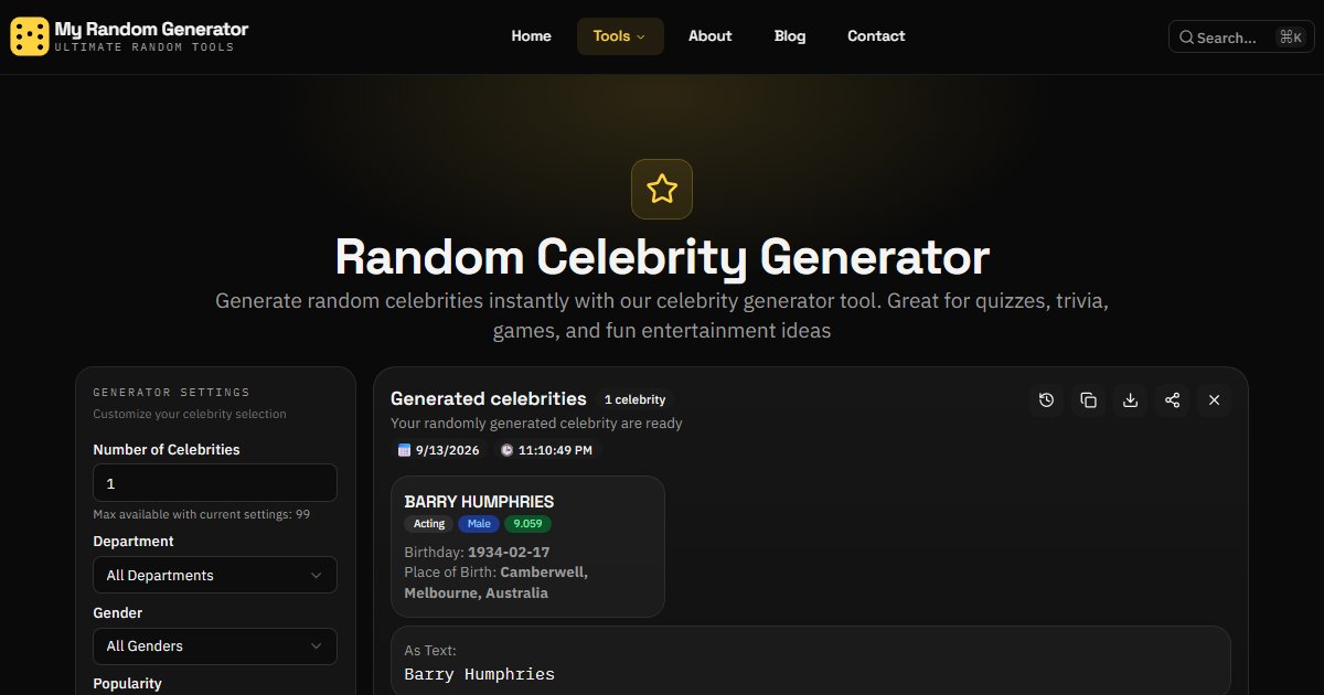 Random Celebrity Generator - My Random Generator