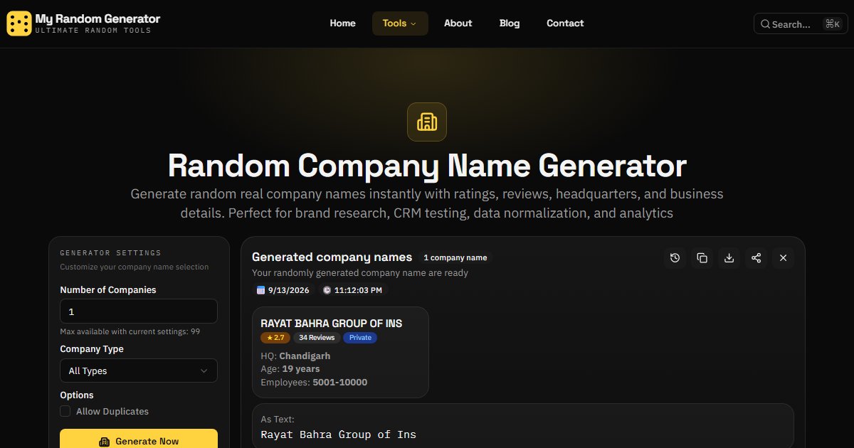 Random Company Name Generator - My Random Generator