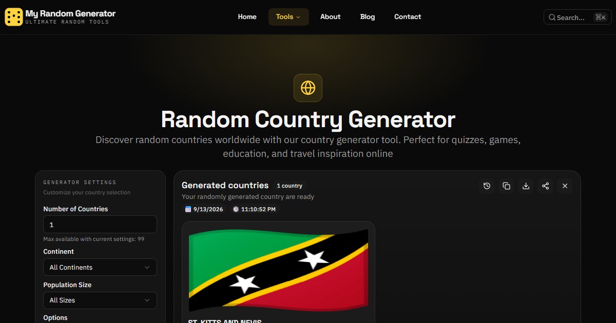 Random Country Generator - My Random Generator