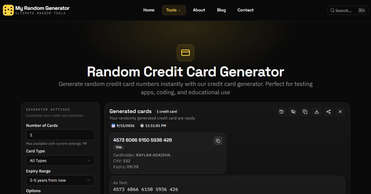 Random Credit Card Generator - My Random Generator