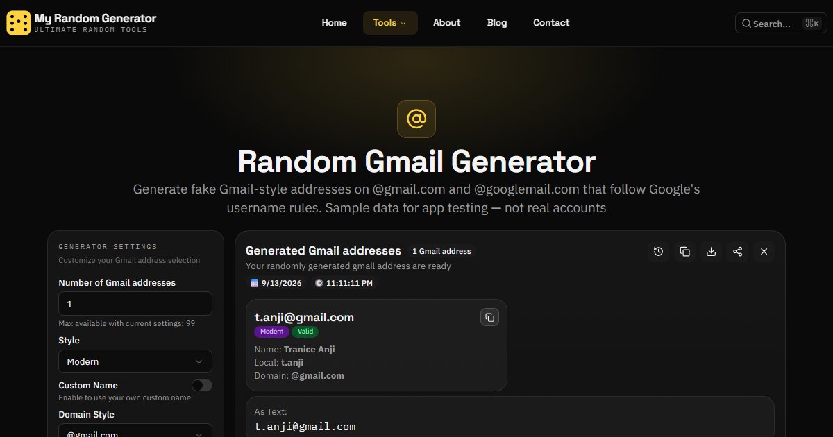 Random Gmail Address Generator - My Random Generator