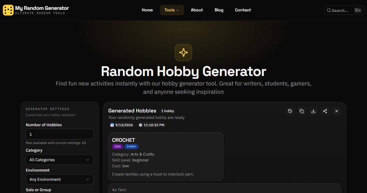 Random Hobby Generator - My Random Generator