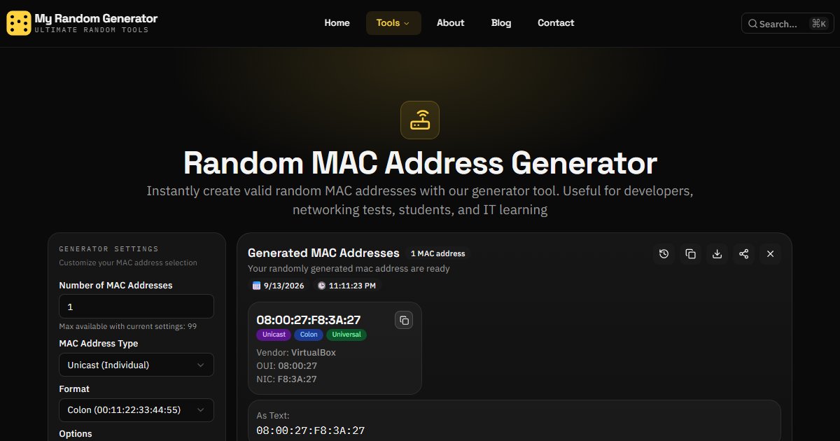 Random MAC Address Generator - My Random Generator