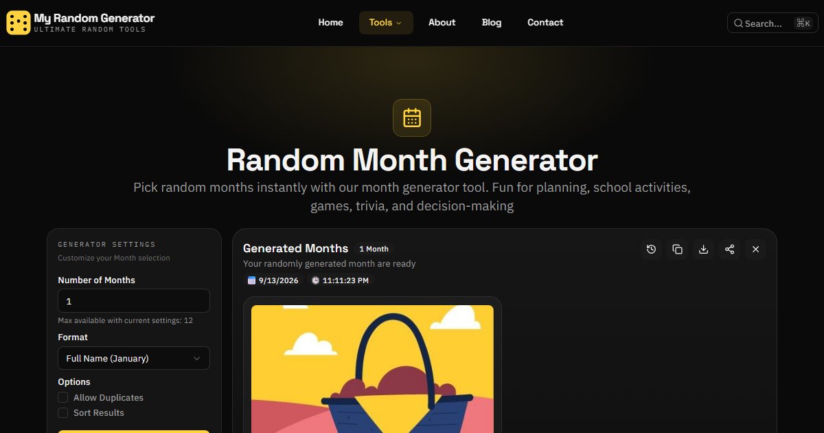 Random Month Random Month Generator - My Random Generator
