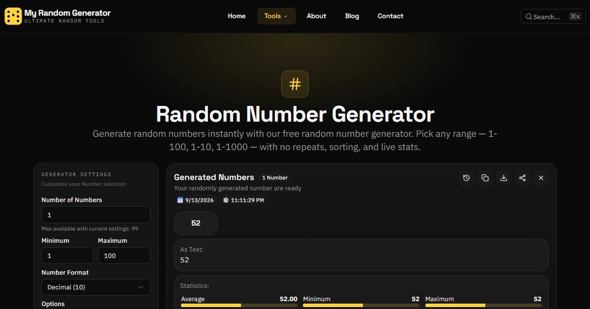 Random Number Generator - My Random Generator