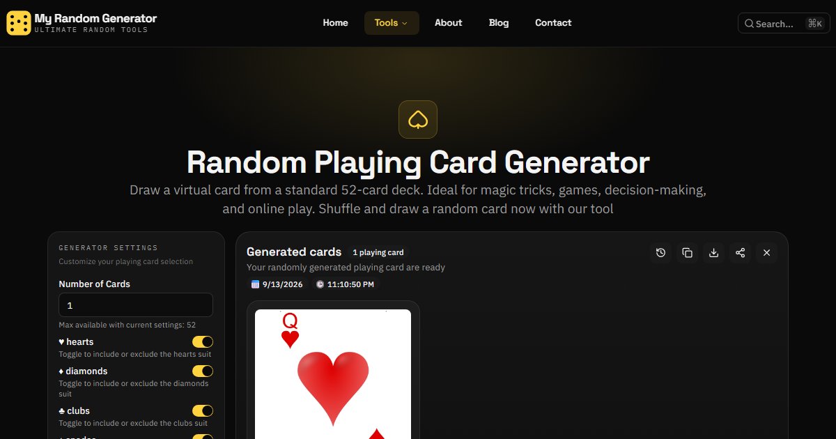 Random Playing Card Generator - My Random Generator