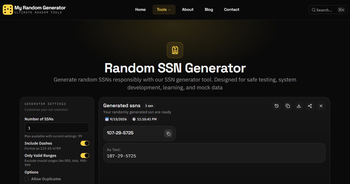 Random SSN Generator - My Random Generator