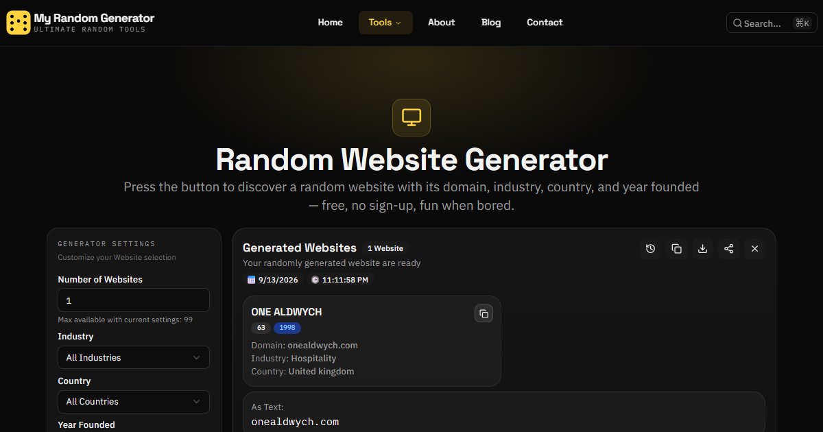 Random Website Generator - My Random Generator